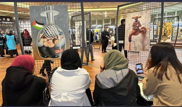 “Uluslararası Çizgilerle Özgür Filistin” sergisi Taksim Camii Kültür Sanat Merkezi’nde