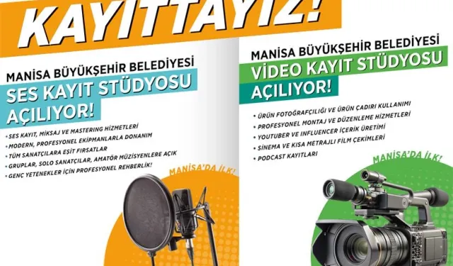 Manisa'da gençlere ücretsiz video ve ses kayıt stüdyosu desteği sağlanacak.