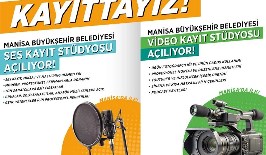 Manisa'da gençlere ücretsiz video ve ses kayıt stüdyosu desteği sağlanacak.