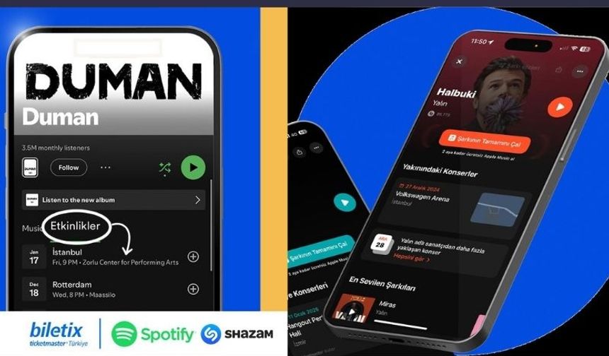 Biletix, Spotify ve Shazam işbirliğiyle konser bileti alınabilecek.